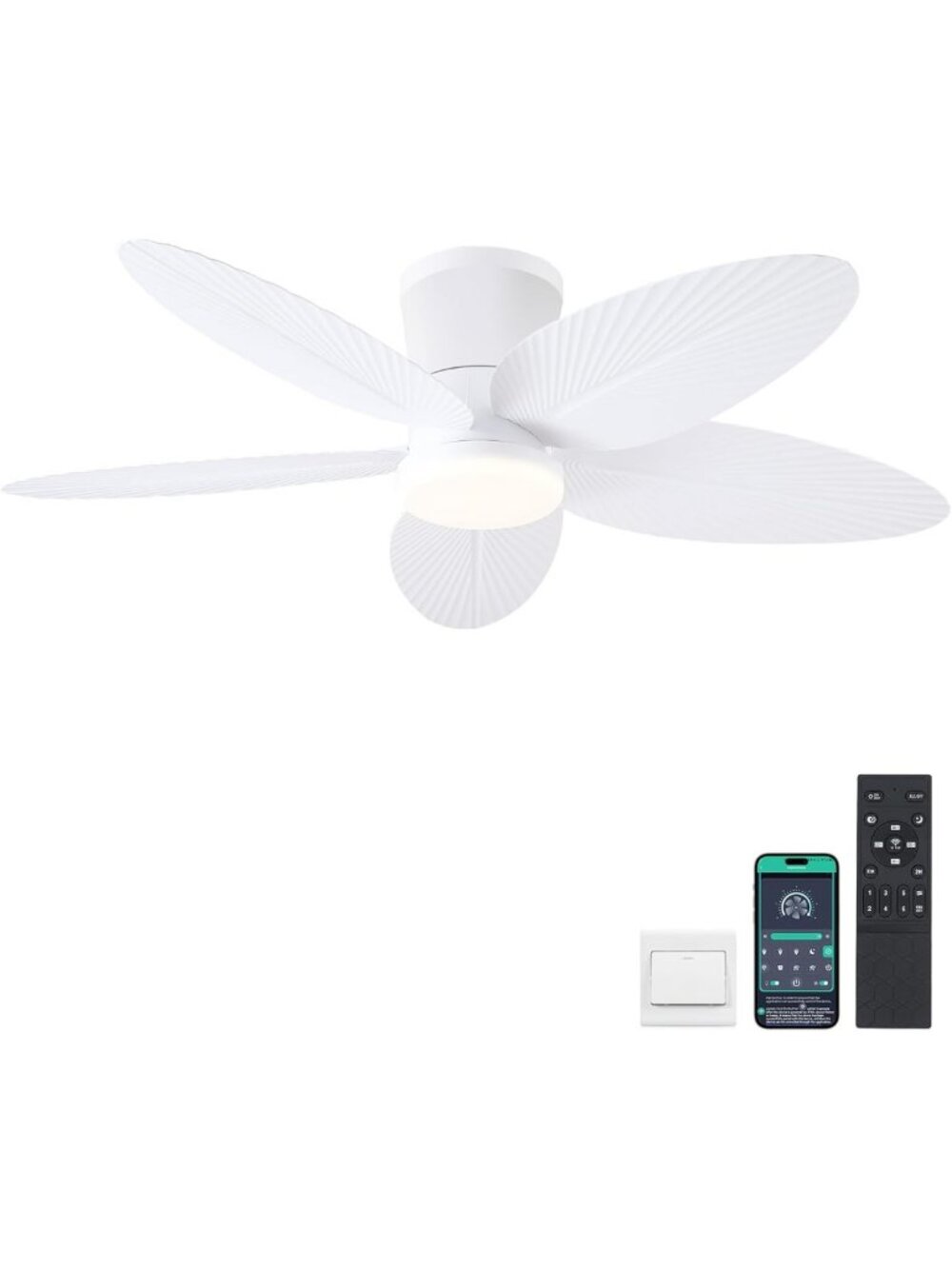 Tropical 42" Ceiling Fan with Lights & Remote Control - Low Profile